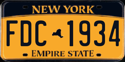 NY license plate FDC1934