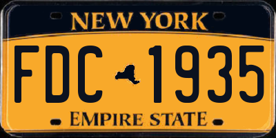 NY license plate FDC1935