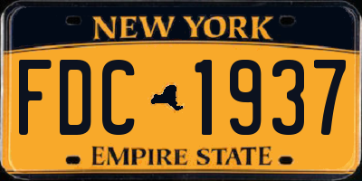 NY license plate FDC1937