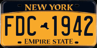 NY license plate FDC1942