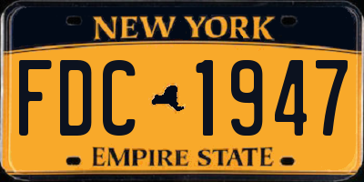 NY license plate FDC1947
