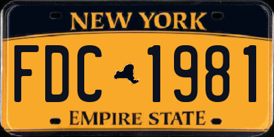 NY license plate FDC1981