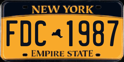 NY license plate FDC1987