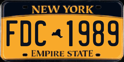 NY license plate FDC1989