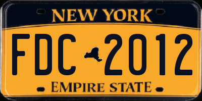 NY license plate FDC2012