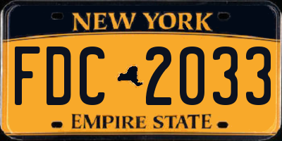 NY license plate FDC2033