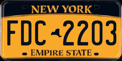 NY license plate FDC2203