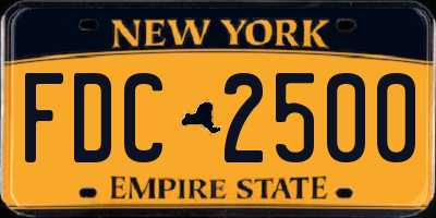NY license plate FDC2500