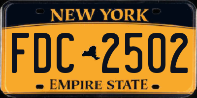 NY license plate FDC2502
