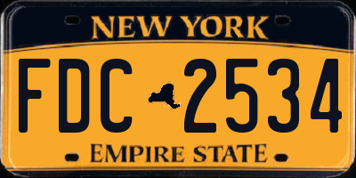 NY license plate FDC2534