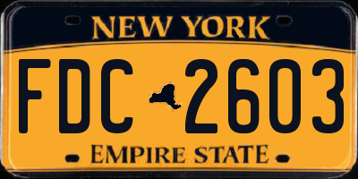 NY license plate FDC2603