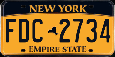 NY license plate FDC2734