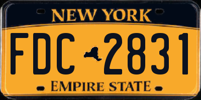 NY license plate FDC2831