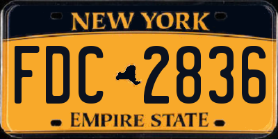NY license plate FDC2836