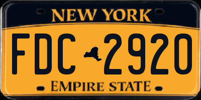NY license plate FDC2920