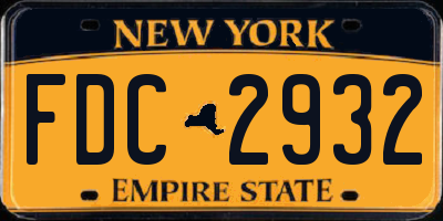 NY license plate FDC2932