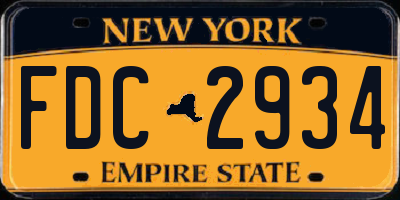 NY license plate FDC2934