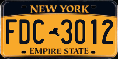 NY license plate FDC3012