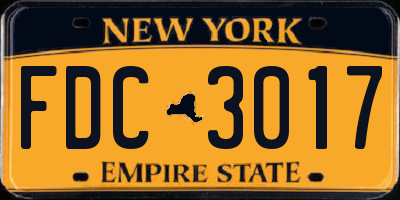 NY license plate FDC3017