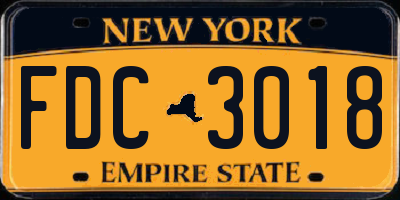 NY license plate FDC3018