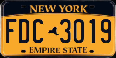 NY license plate FDC3019
