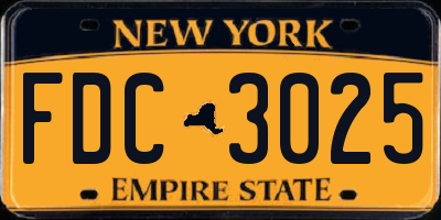 NY license plate FDC3025