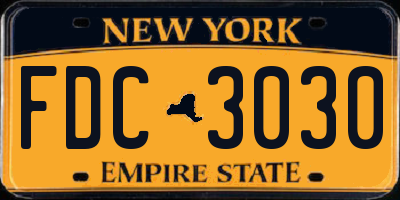 NY license plate FDC3030