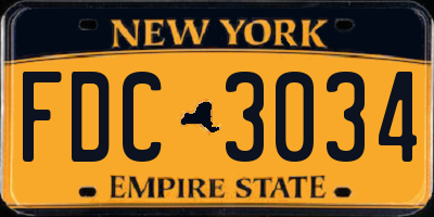 NY license plate FDC3034
