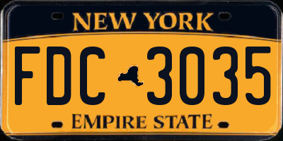 NY license plate FDC3035