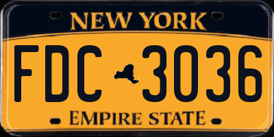 NY license plate FDC3036