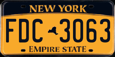 NY license plate FDC3063