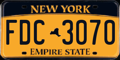 NY license plate FDC3070