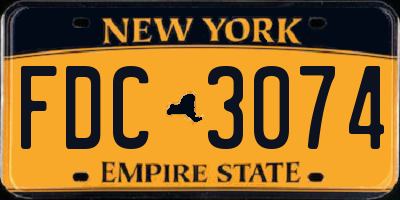 NY license plate FDC3074