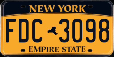 NY license plate FDC3098