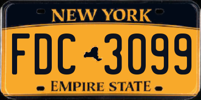 NY license plate FDC3099
