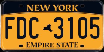NY license plate FDC3105