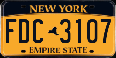 NY license plate FDC3107