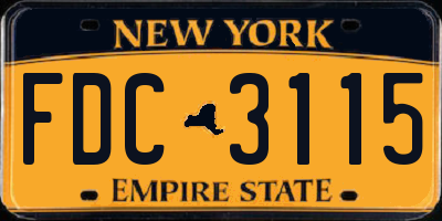 NY license plate FDC3115