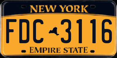 NY license plate FDC3116