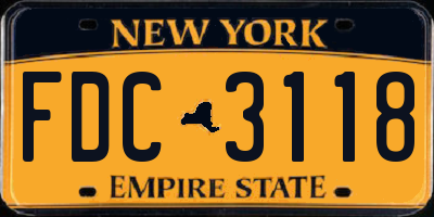 NY license plate FDC3118