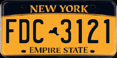 NY license plate FDC3121
