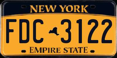 NY license plate FDC3122