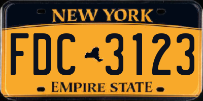 NY license plate FDC3123