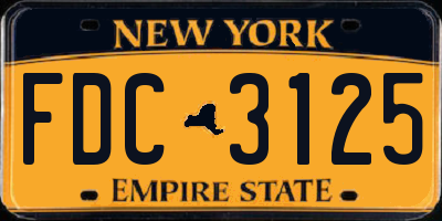 NY license plate FDC3125