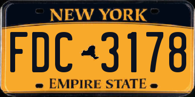 NY license plate FDC3178