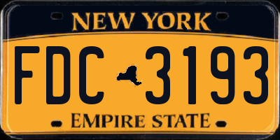 NY license plate FDC3193