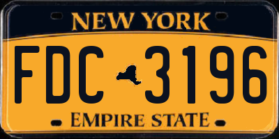 NY license plate FDC3196