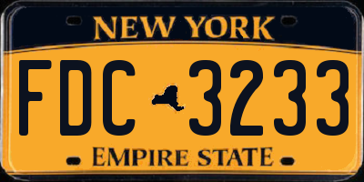 NY license plate FDC3233