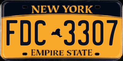NY license plate FDC3307