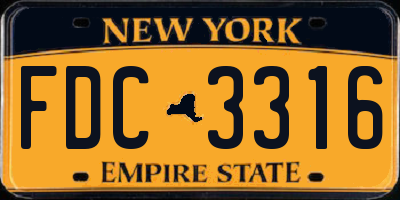 NY license plate FDC3316
